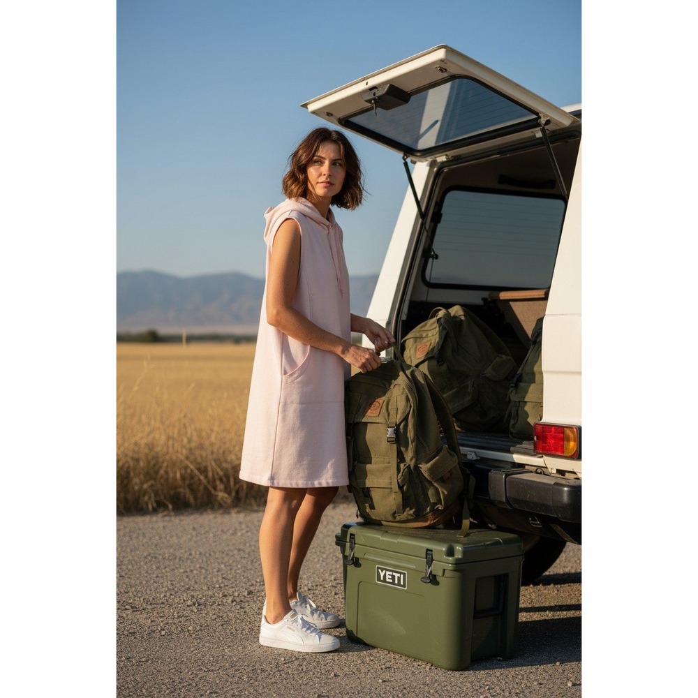 The North Face Light Pink Sleeveless Hoodie Dress XL Lagenlook Gorpcore